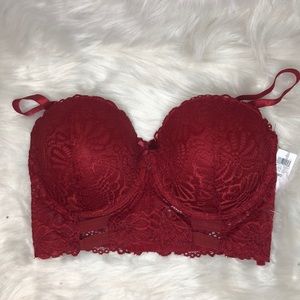 Plus Red Caged Longline Balconette Bra